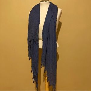 Blue tassel lightweight scarf